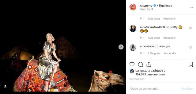 Publicación de Katy Perry en Instagram