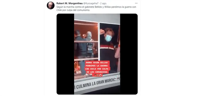 Comentario sobre la guerra con Chile de la abogada Mónica Yaya se hizo viral / Fuente: Twitter.