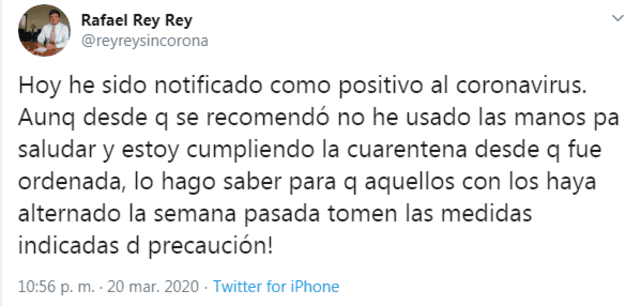 Captura: Twitter de Rafael Rey.