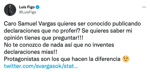 Mensaje de Luis Figo. Foto: captura Twitter