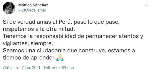 Mónica Sánchez en Twitter