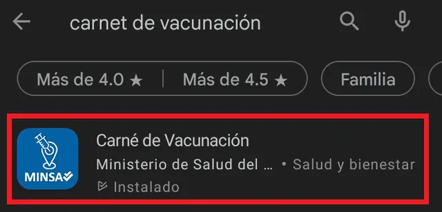 Ingresa a Google Play y descarga la aplicación oficial del Minsa. Foto: captura