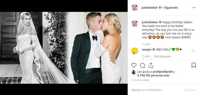 Justin Bieber felicita a Hailey Baldwin por su cumpleaños número 23