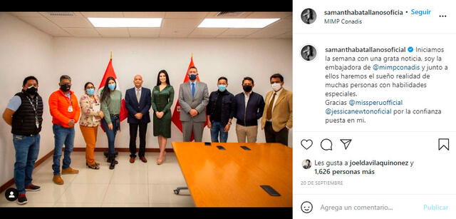 Samantha Batallanos fue nombrada embajadora oficial de la inclusión por el Conadis. Foto: Samantha Batallanos / Instagram