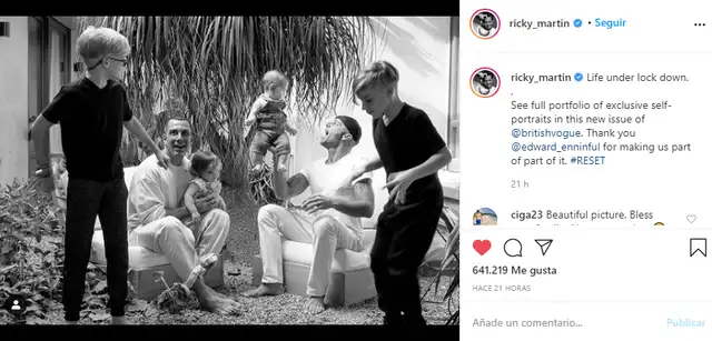 Ricky Martin presenta por primera vez a su familia completa. Foto: Captura Instagram.
