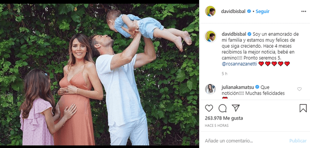 David Bisbal y Rosanna Zanetti anuncian la llegada de un nuevo integrante a su familia.