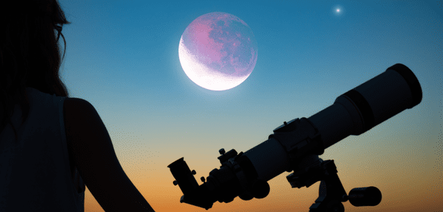  Un telescopio puede permitir ver distintas tonalidades en la Luna durante el eclipse. Foto: difusión   
