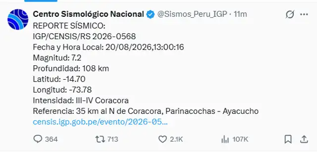 Terremoto en Ayacucho. Terremoto en Ayacucho.