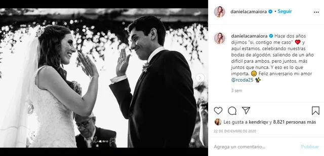 Daniela Camaiora se casó en diciembre de 2018 con Ricardo Coda. Foto: Daniela Camaiora Instagram