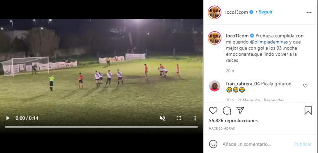 Sebastián Abreu compartió su gol a través de sus redes sociales. Foto: Loco13com/Instagram