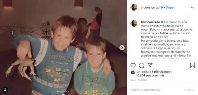 Bruno ascenzo presenta a su hermano menor en Instagram. Foto: Instagram.