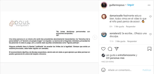 Aracely Arámbula aceptó las disculpas públicas de María Huerta. Foto: Pous Abogados/Instagram