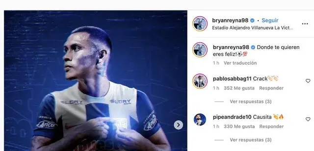  La publicación de Bryan Reyna tras el partido ante Cusco FC. Foto: captura/Instagram   
