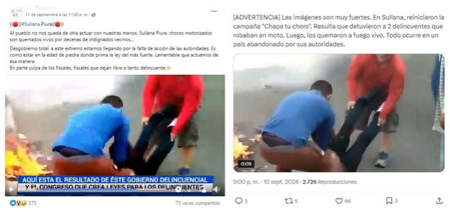 <em> Video viral asociado a la actual inseguridad ciudadana en Sullana. Foto: captura de Facebook / X</em>   