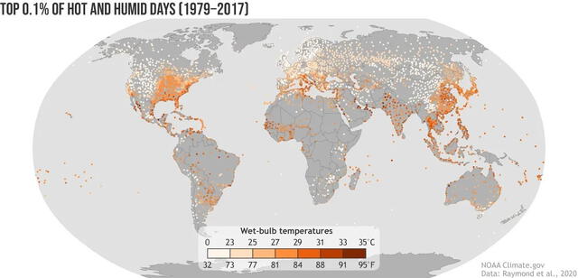 El impacto del cambio climático sobre la salud humana es cada vez más evidente. Foto: Mapa de NOAA Climate.gov.    