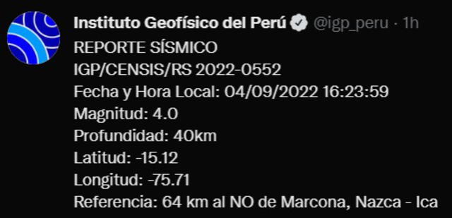 Sismo en Perú