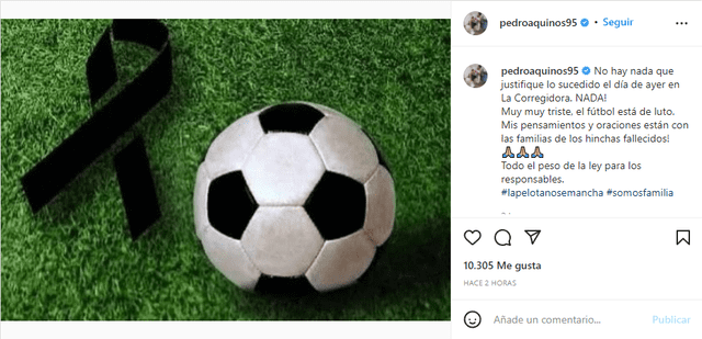 Mensaje de Pedro Aquino. Foto: captura Instagram