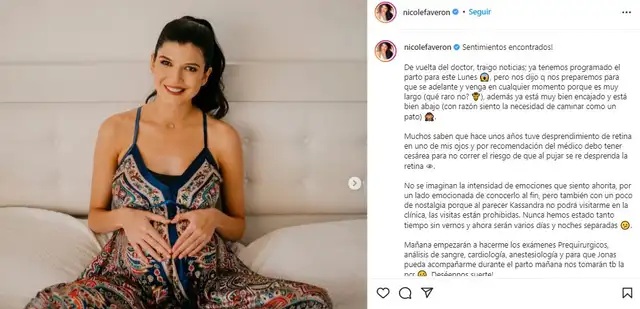 Publicación de Nicole Faverón  Foto: Instagram