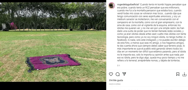 Roger del Águila responde a sus detractores. Foto: Roger del Águila/Instagram.