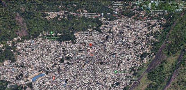 <em> Vista panorámica de Rocinha vía satélite. Foto: captura de Google Earth</em>   