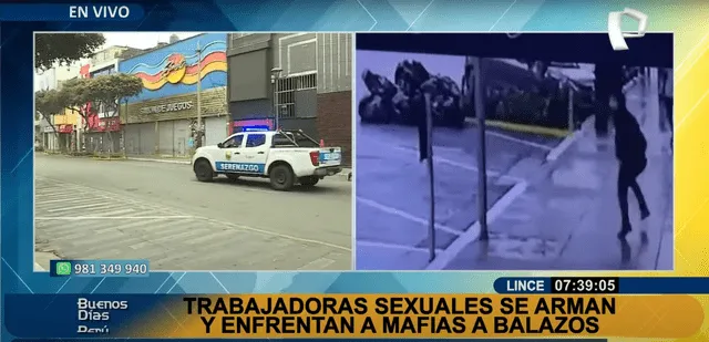 Policía intervino en el enfrentamiento entre trabajadora sexual y proxeneta. Foto: Captura Panamericana Televisión   