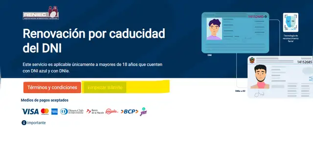 Reniec no permite realizar operaciones en su página web. Foto: Reniec