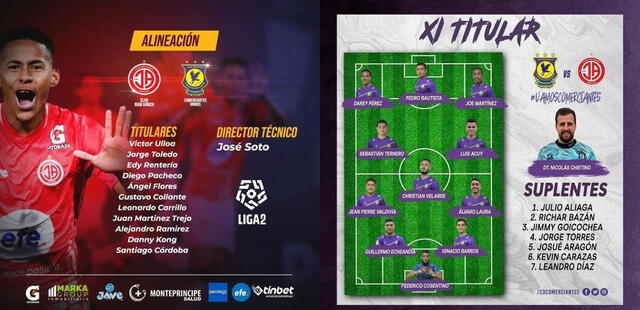 Titulares en la alineación de Juan Aurich vs. Comerciantes Unidos. Foto: Instagram
