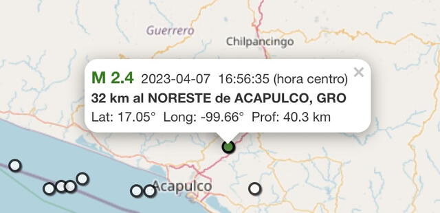 Último sismo registrado en México hoy, 07 de abril. Foto: SSN   