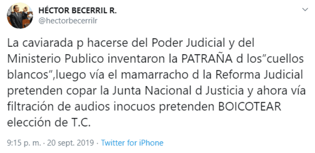 Tweet de Héctor Becerril.