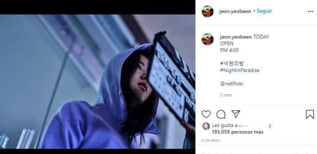 Jeon Yeo Been en Instagram. Foto: captura
