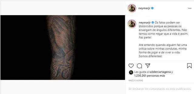 Neymar se pronunció en Instagram luego que Nike decidiera romper su contrato de patrocinio.