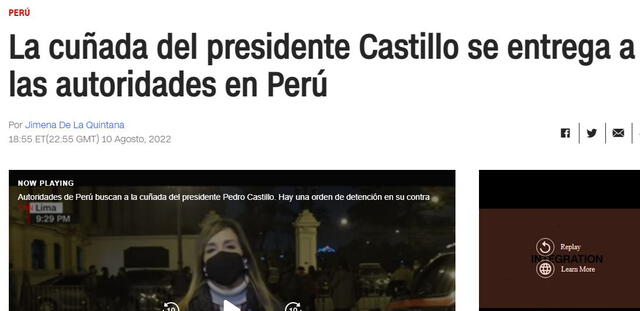 CNN ha dado cobertura a los señalamientos de corrupción en el entorno del presidente Pedro Castillo. Foto: captura web