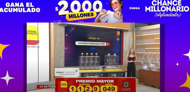  Resultados de la Lotería de Bogotá. Foto: Lotería de Bogotá/Youtube   