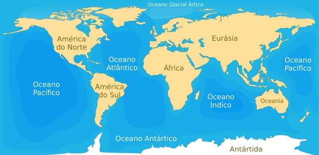  Los océanos en todo el mundo. Foto: IndoEscola<br>    