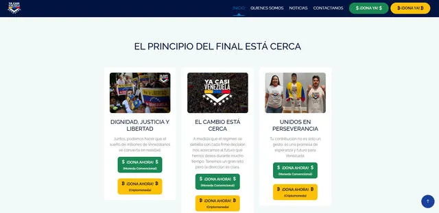 La plataforma YaCasiVenezuela recauda donaciones de quienes quieran apoyar al "cambio" de Venezuela. Foto: YaCasiVenezuela.   