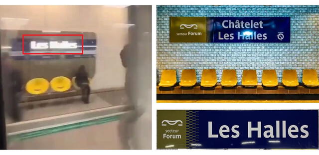 <em>El escenario del video fue la estación Les Halles del metro de París. Foto: captura de X / Google Imágenes</em>   