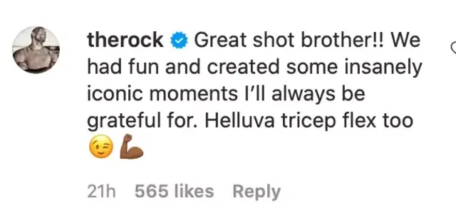 'La roca' le envió un mensaje a Vin Diesel a través de una publicación donde recuerda su paso por Fast and furious Foto: Instagram