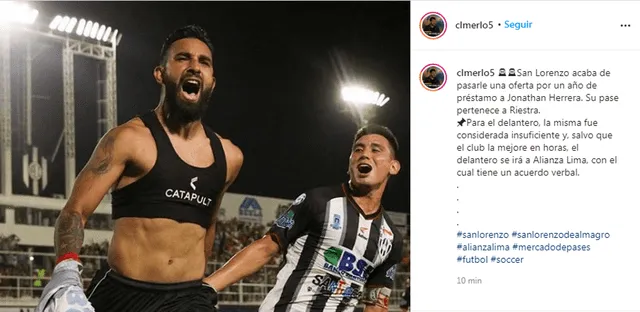Información sobre Jonathan Herrera y Alianza Lima. | Foto: Instagram de César Luis Merlo