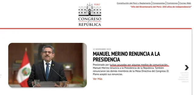 Imagen: Captura del portal del Congreso de la República