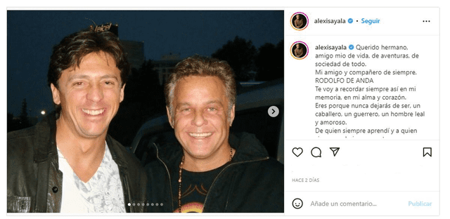 El actor mexicano Alexis Ayala fue el primero en anunciar el fallecimiento de Rodolfo de Anda Jr. Foto: @alexisayala/ IG El actor mexicano Alexis Ayala fue el primero en anunciar el fallecimiento de Rodolfo de Anda Jr. Foto: @alexisayala/ IG