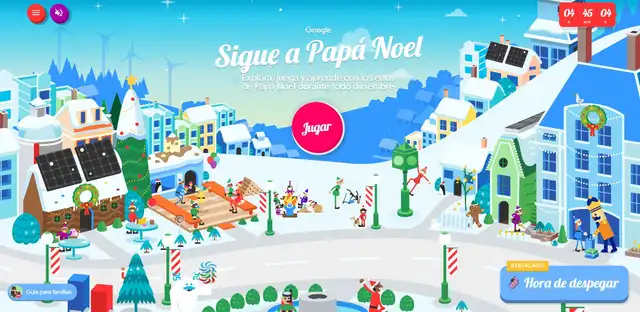  Todo va quedando listo para el recorrido de Papá Noel por la Navidad 2025. Foto: Google Santa Tracker<br>    