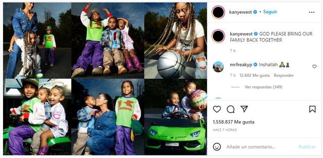 Kanye West publicó una de las instantáneas que Vogue le hizo a su familia. Foto: Instagram Kanye West