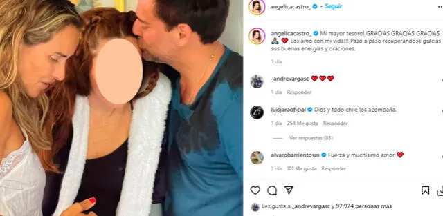 Angélica Castro publica foto junto a su hija y Cristián de la Fuente. Foto: Angélica Castro/Instagram.