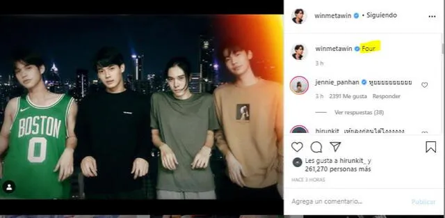 Publicación de Win Metawin sobre los actores de F4 Thailand en Instagram. Foto: Captura @winmetawin
