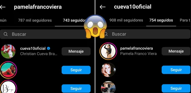 Pamela Franco y Christian Cueva se siguen en redes sociales.   