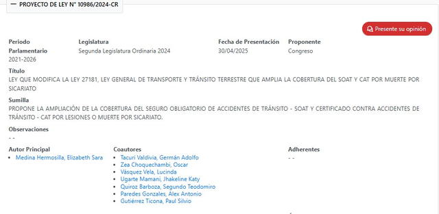 Prestan iniciativa a favor de conductores y choferes. Foto: Congreso de la República.