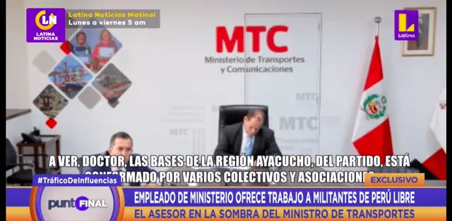 Trabajador del MTC favorecería a personas cercanas a Perú Libre en procesos de selección. Foto: captura de Punto Final