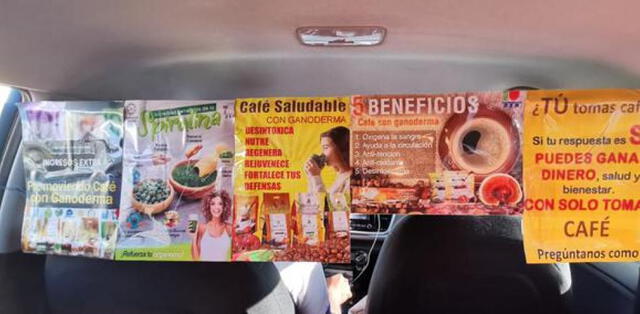 Taxista forra su auto de productos naturistas y los vende a los clientes durante trayectos