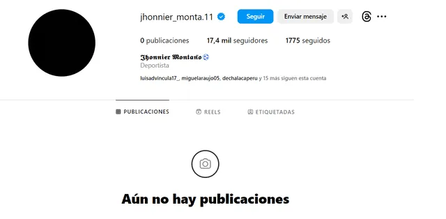 Jhonnier Montaño Jr. tenía dos publicaciones en su perfil relacionadas con Sport Boys. Foto: Instagram.   