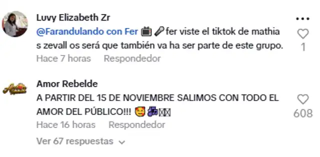 Mensaje del grupo Amor Rebelde. Foto: captura TikTok 